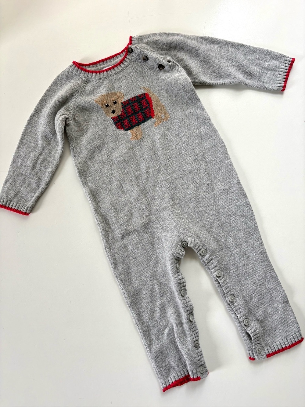 Janie and Jack Knit Dog One Piece 12-18 mos